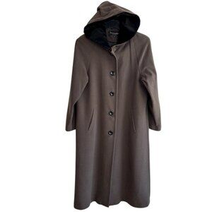 VTG Forecaster of Boston Womens Hooded Full Length Coat Size 14 Wool Brown Maxi